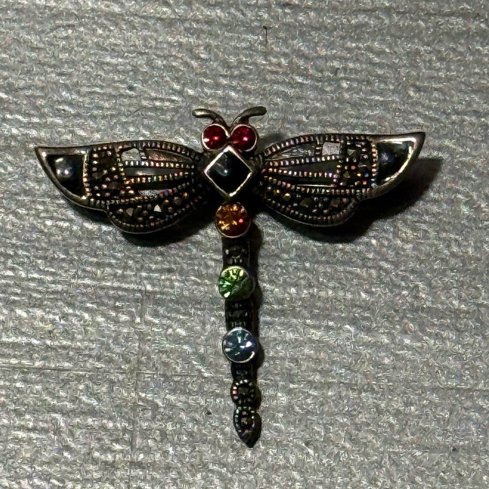 Sterling Silver & Gemstones Dragonfly Broach